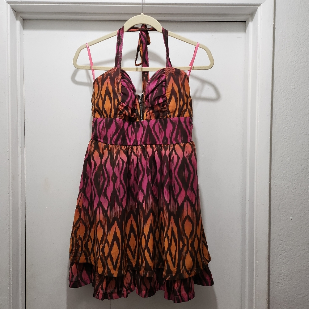 COPY - M Pink and Orange Tribal Print Dress